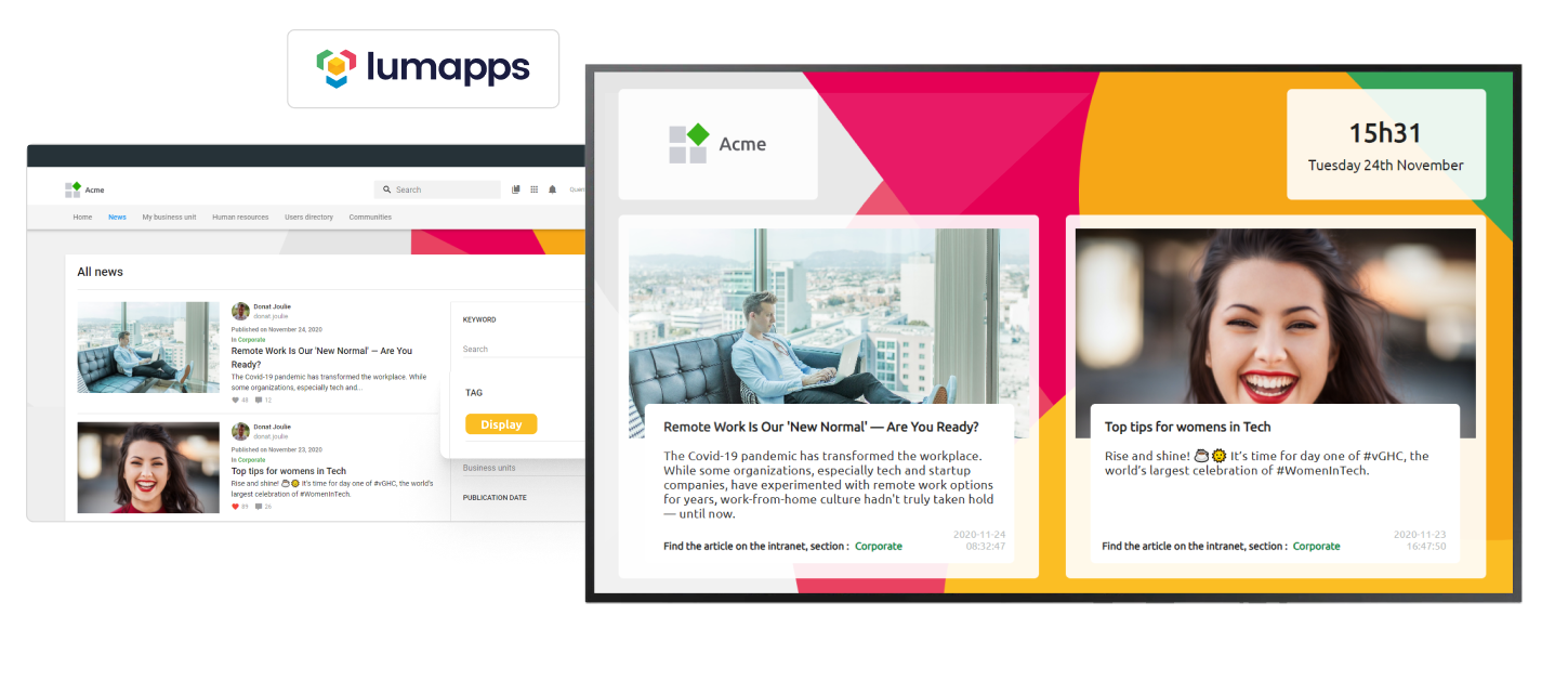 New partnership: LumApps is now distributing Comeen’s digital signage solution